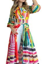 Charger l&#39;image dans la galerie, New Color Print Lace Up Long Shirt Dress Loose Cardigan
