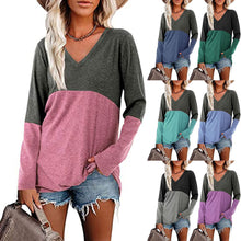 Load image into Gallery viewer, Contrast Panel V-Neck Long Sleeve Loose hoodies
