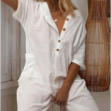 Charger l&#39;image dans la galerie, Women&#39;s Lapel Cotton Linen Jumpsuit

