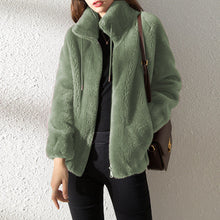 Load image into Gallery viewer, Double Faced Fleece Warm High Neck Sweater Women Cardigan

