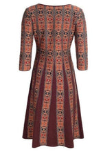 Load image into Gallery viewer, European And American Casual Positioning Printing Round Neck Three-quarter Sleeve Dress
