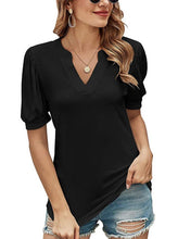 Load image into Gallery viewer, Women&#39;s New Casual V-neck Puff Sleeve Loose T-shirt Women
