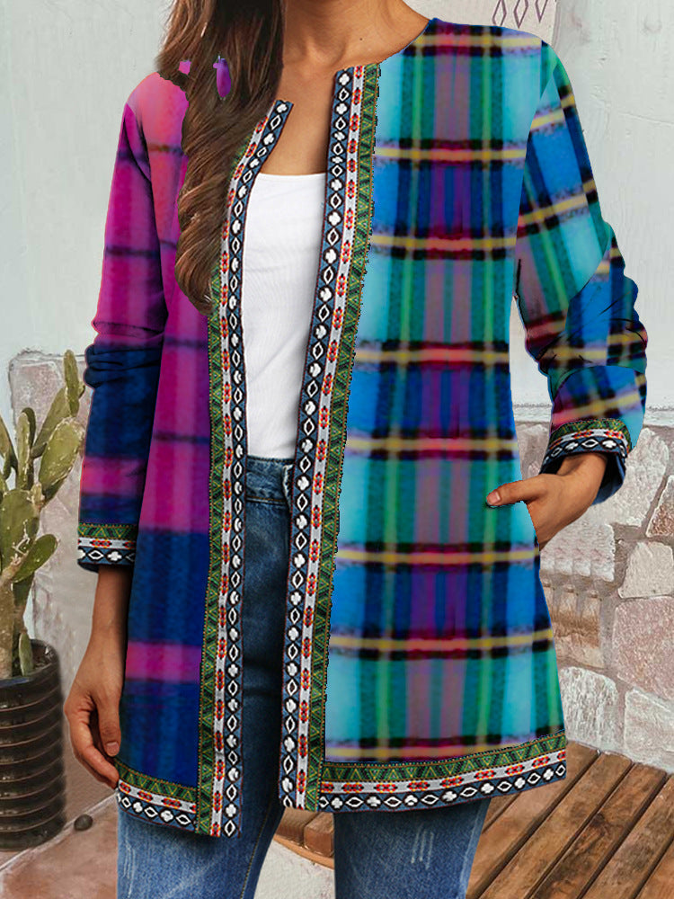 Vintage Ethnic Printed Long Sleeve Cardigan Style Jacket