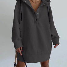 Load image into Gallery viewer, Women&#39;s Fashion Casual Hooded Fleece Buttoned Long Hoodie with Drawstring
