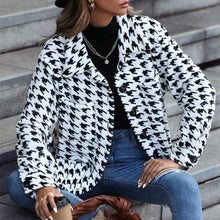 Load image into Gallery viewer, Women&#39;s Fleece Casual Plush Long Sleeve Loose Houndstooth Pattern Coat
