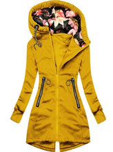 Load image into Gallery viewer, Fashion Polyester Solid Color Hoodie Collar Long Sleeve Coat For Women
