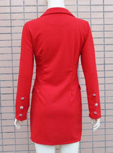 Charger l&#39;image dans la galerie, Elegant Polyester Plain Color Shawl Collar Long Sleeve Double Breasted Blazer Dress
