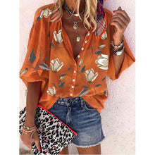 Load image into Gallery viewer, Flower Printed Nine-Sleeve Top Loose Casual Shirt
