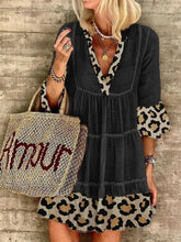 Load image into Gallery viewer, New Style Ladies Fashion Leopard Stitching Cotton And Linen Dress

