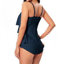 Load image into Gallery viewer, Women&#39;s Ruffled Solid Strap Split Swimwear Tankini Swimsuits
