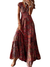 Load image into Gallery viewer, New Bohemian Vintage Printed High-Waisted Holiday Floral Dress For Women
