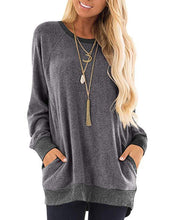 Load image into Gallery viewer, Contrasted Pocket Long Sleeve Round Neck Pullover Sweatshirt

