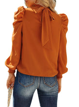 Load image into Gallery viewer, Casual Patch Turtleneck Elasticized Long Sleeve Blouse Top
