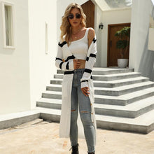 Load image into Gallery viewer, Knitted Thin Coat Long V-neck Stripes Cardigan
