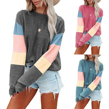 Load image into Gallery viewer, Women&#39;s Polyester Crew Neck Contrast Long Sleeve Sweatshirt
