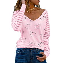 Load image into Gallery viewer, Printed V-Neck Long Sleeve All-Match Bottoming T-Shirt
