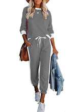 Load image into Gallery viewer, Casual Polyester Plain Round Neck Strappy Blouse &amp; Long Pant Suits
