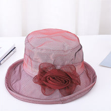 Charger l&#39;image dans la galerie, Ladies Organ Mesh Flower Top Hat Shade Foldable
