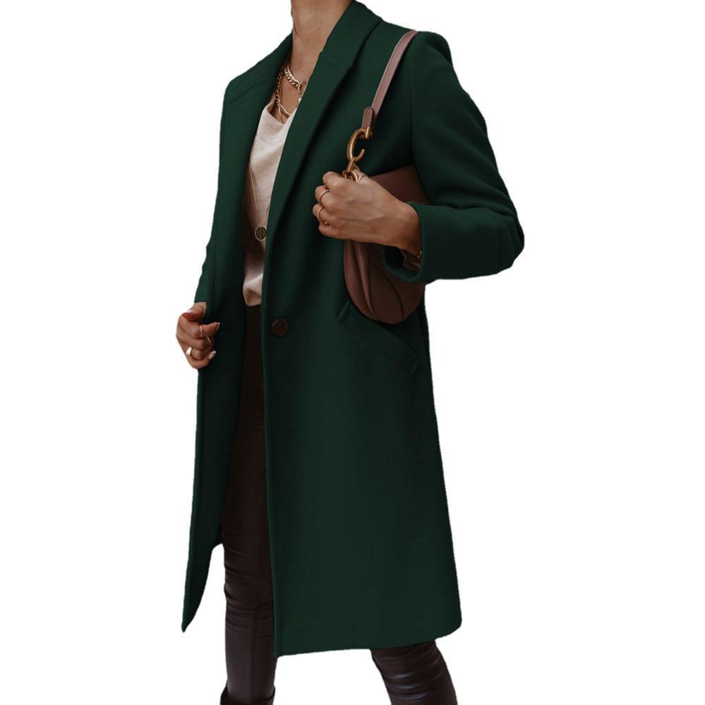 A Mid-length Coat With Solid Lapels