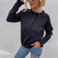 Load image into Gallery viewer, Knit Sweater Wooden Ear Button Blouse
