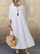 Load image into Gallery viewer, Fashion Polka Dot Mid Sleeve Ladies Print Casual Bohemian Tunic Dress
