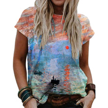 Load image into Gallery viewer, Women&#39;s Vintage Multicolor Print Casual Round Neck Short Sleeves
