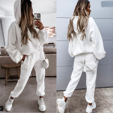 Charger l&#39;image dans la galerie, Spring And Summer Women&#39;s Sports And Leisure Hooded Sweater Suit Two-piece Suit
