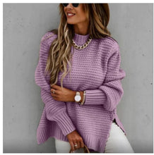 Load image into Gallery viewer, Solid color drawstring side slit knit sweater
