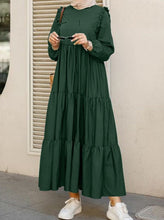 Load image into Gallery viewer, Solid Color Round Neck Long Women&#39;s Large Swing Dress
