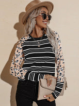 Load image into Gallery viewer, Loose Striped Long-sleeved T-shirt Women&#39;s Round Neck Sweater
