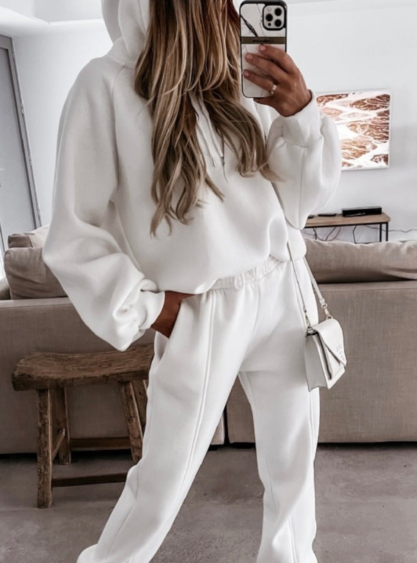 Spring And Summer Women's Sports And Leisure Hooded Sweater Suit Two-piece Suit