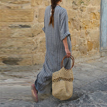 Load image into Gallery viewer, New Cotton And Linen Yarn-dyed Striped Loose Long Dress
