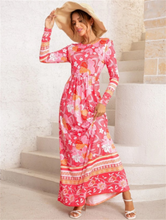 Load image into Gallery viewer, Floral Printed Long Sleeve Polyester Long Dress
