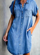 Load image into Gallery viewer, Blue Collar Short Sleeve Slim Dress
