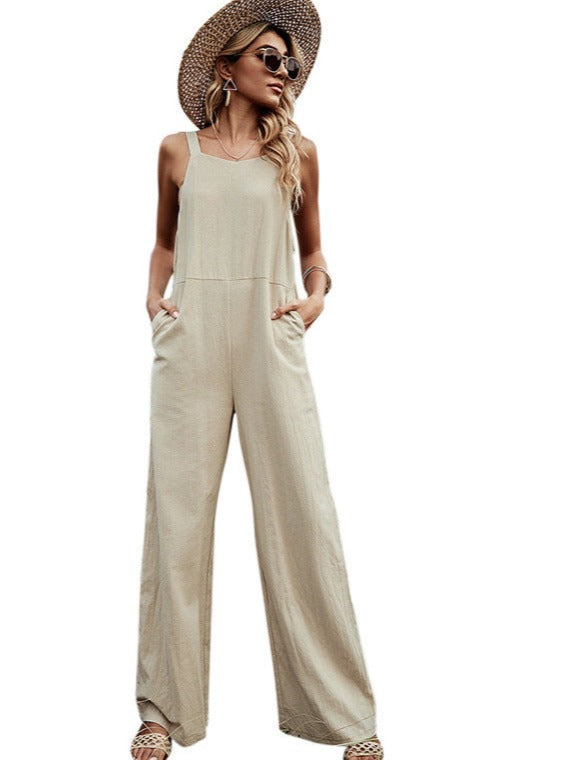 Suspender Backless Casual Sleeveless Women's Jumpsuit