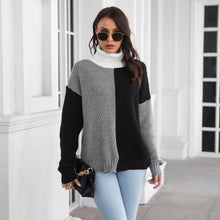 Load image into Gallery viewer, High Neck Drop Shoulder Long Sleeve Knitted Sweater For Women

