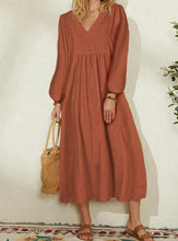 Load image into Gallery viewer, Autumn New Fashion Women&#39;s Wear Cotton Loose Lantern Sleeve Dress
