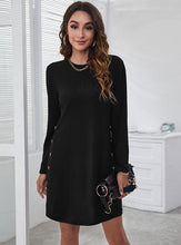 Load image into Gallery viewer, Ladies Simple Button Long Sleeve Dress
